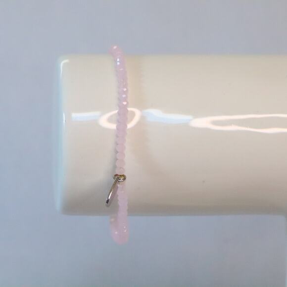 Barely There Stretch Bracelet Ultra Thin Rose Quartz Beads - Picture 4 of 8